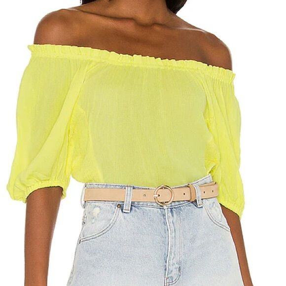 1. State Womn's Off Shoulder Smock Yellow Blouse Top Size S - Picture 1 of 5